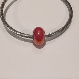 Silver Red Pearlesque Charm for Pandora‎ Style Bracelet